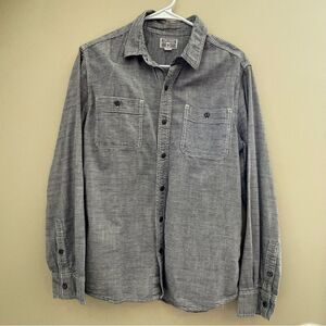 CONVERSE ONE STAR MEDIUM BUTTON UP SHIRT GRAY AND WHITE STRIPE